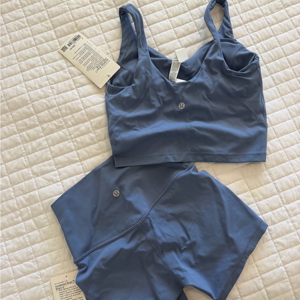 Lululemon Athletica Blue Sports Bra and Shorts Set
